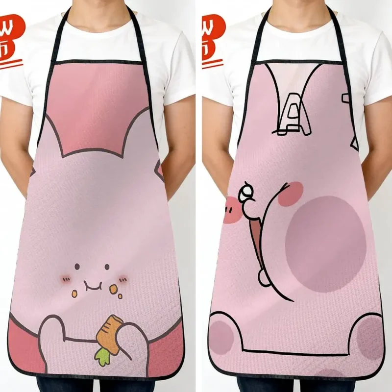 Asamimichan Aprons Cute Bunny Rabbit Cartoon Kitchen Cooking Apron