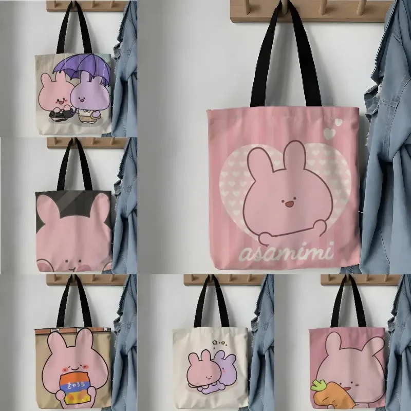 Asamimichan Cute Tote Bag Bunny Rabbit Cartoon Shoulder Shopping Bag