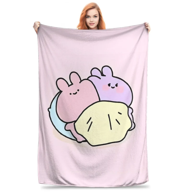 Asamimichaan Throw Blanket Cute Bunny Rabbit Cartoon Soft Plush Blanket