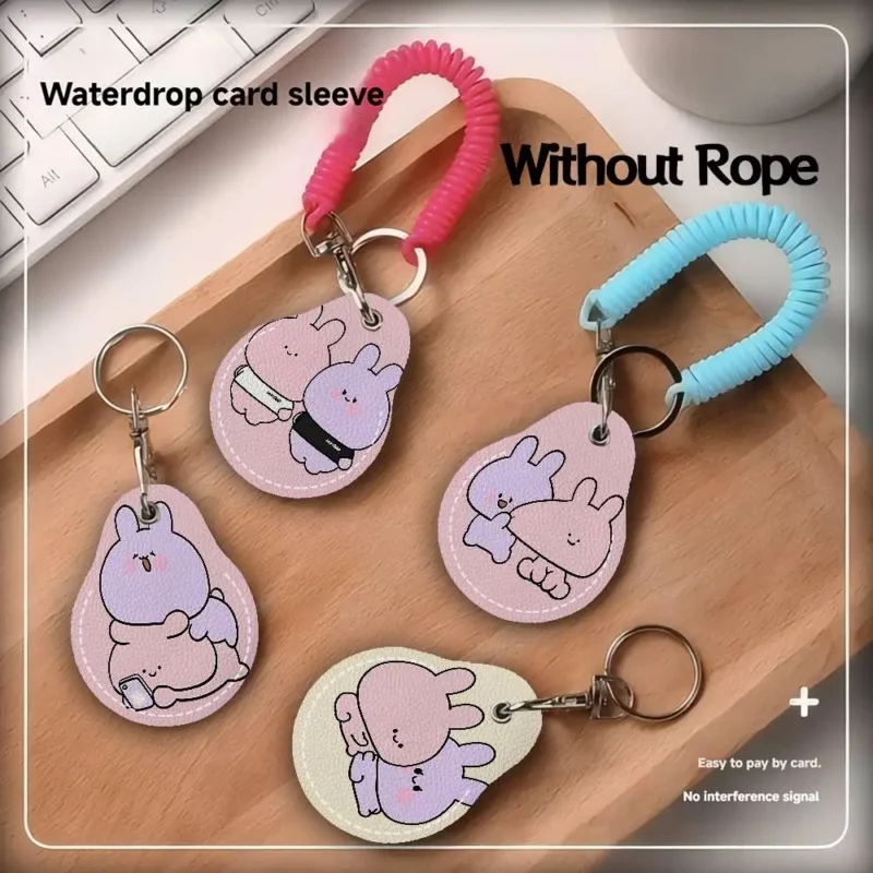 Asamimichaan Leather Keychain Cute Bunny Rabbit Cartoon Key Ring