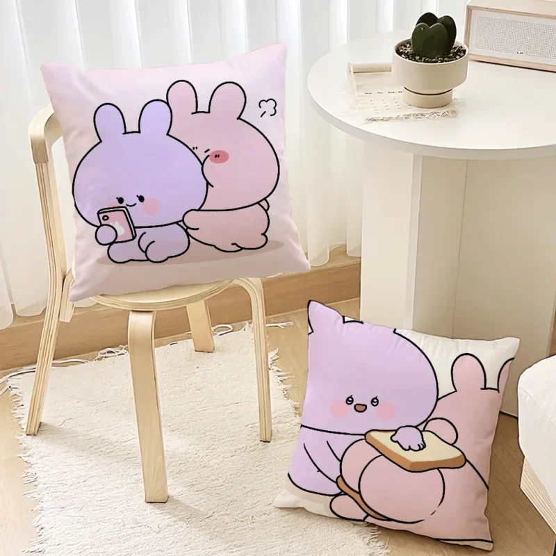 Asamimichaans Pillow Case Cute Bunny Rabbit Cartoon Throw Pillow Case