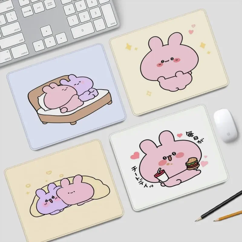 Asamimichan Mouse Pad Cute Bunny Rabbit Cartoon Desk Mat