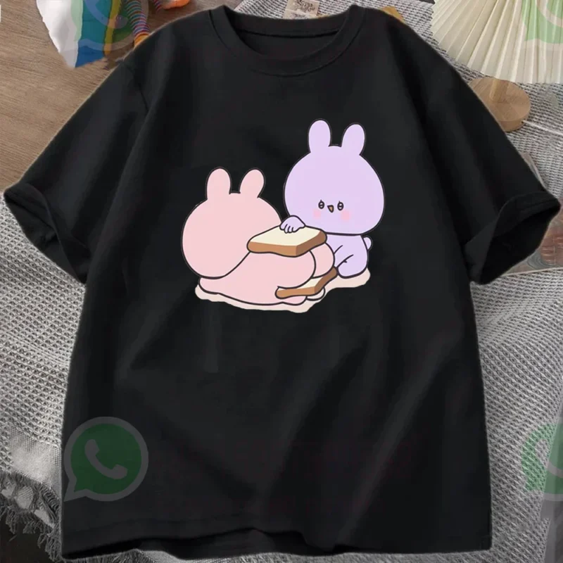 Asamimichaan Anime T-Shirt Cute Bunny Rabbit Cartoon Graphic Tee