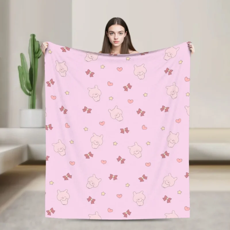 Asamimichaan Throw Blanket - Cute Asamimichaan Kawaii Soft Fleece Blanket